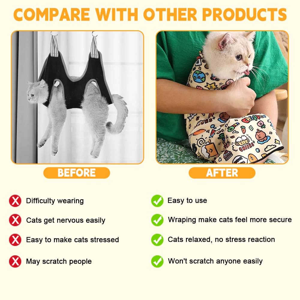 Cat Grooming Wrap, Self-Adherent Soft Cat Blanket To Wrap, Nail Clipping, Anti-Bite, Anti-Scratch, Anti-Escape Calming Wrap (Dal