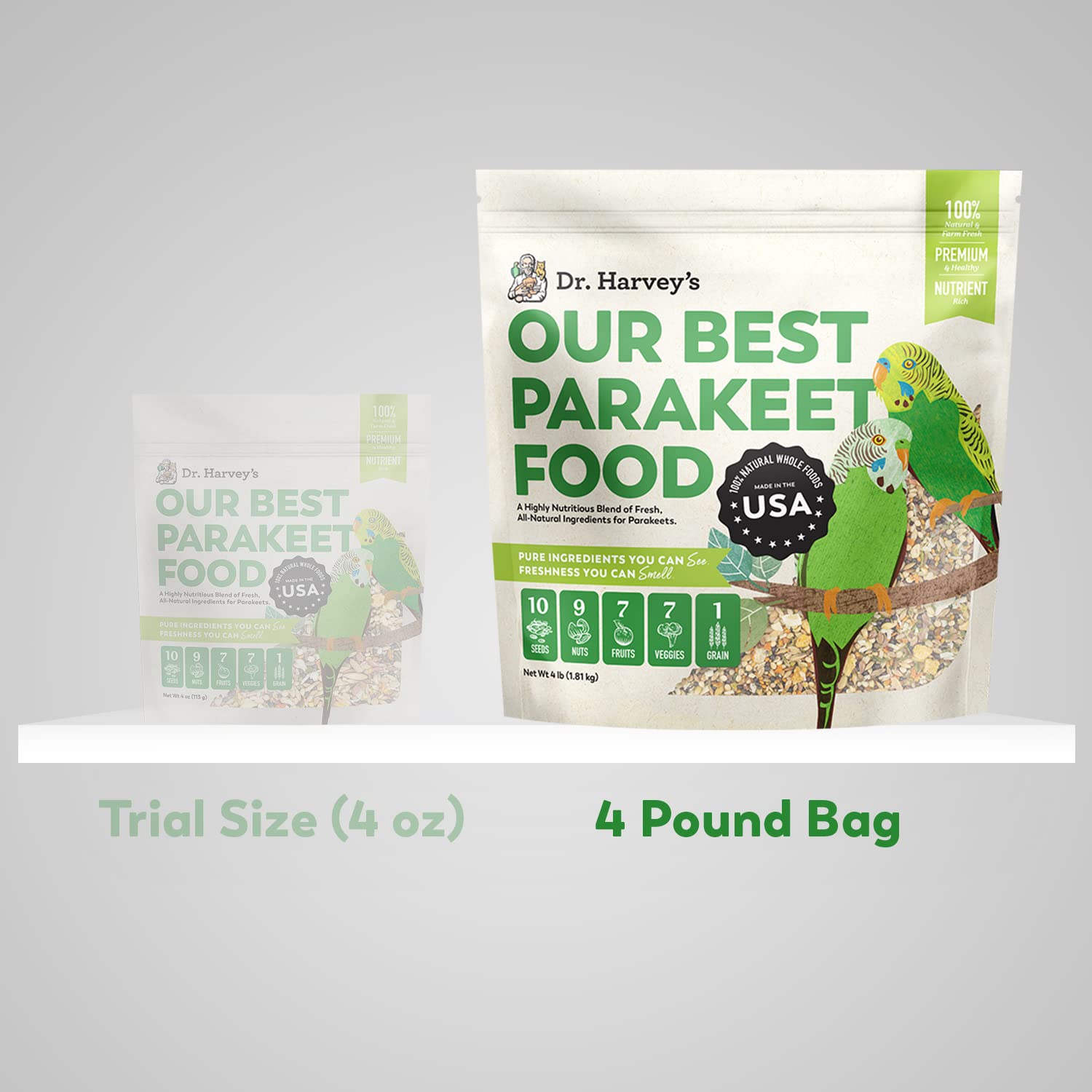 Dr. Harvey's Parakeet Food - Wholesome Seeds, Nuts & Fruits - 4 lb Pack