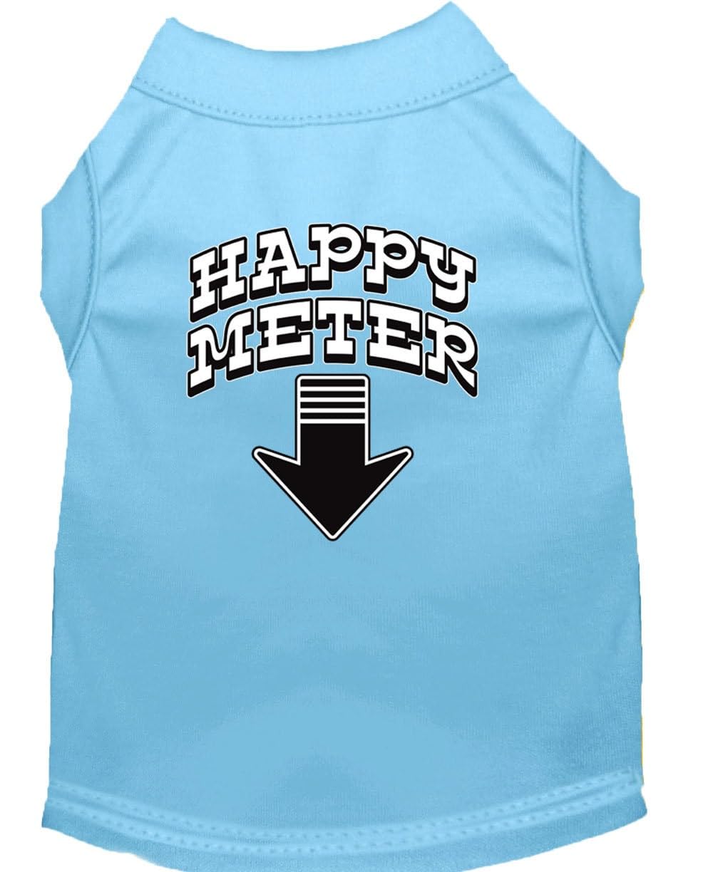 Pet Dog & Cat Shirt Screen Printed, 'Happy Meter' Baby Blue Xs (0-3 Lbs.)