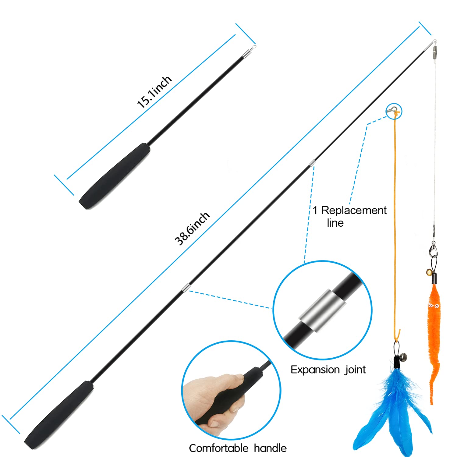 Zph Cat Toys Interactive For Indoor Cats,2Pcs Retractable Cat Wand Toys,9Pcs Teaser Toys&1Pcs Hanging Door Lure Cat Toy,Interactive Feather Toy For Teaser Play And Chase Exercise With Kitten