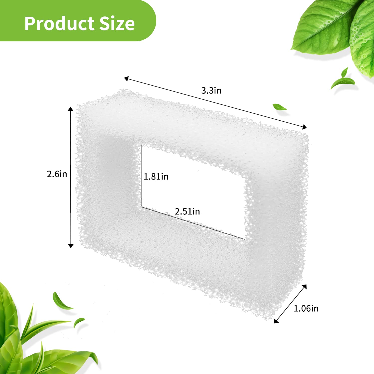 Sponge Foam Filter Replacement For Cup Cake Ceramic Pet Fountain And 2L/67Oz Round Stainless Steel Cat Water Fountain, Katlikatq