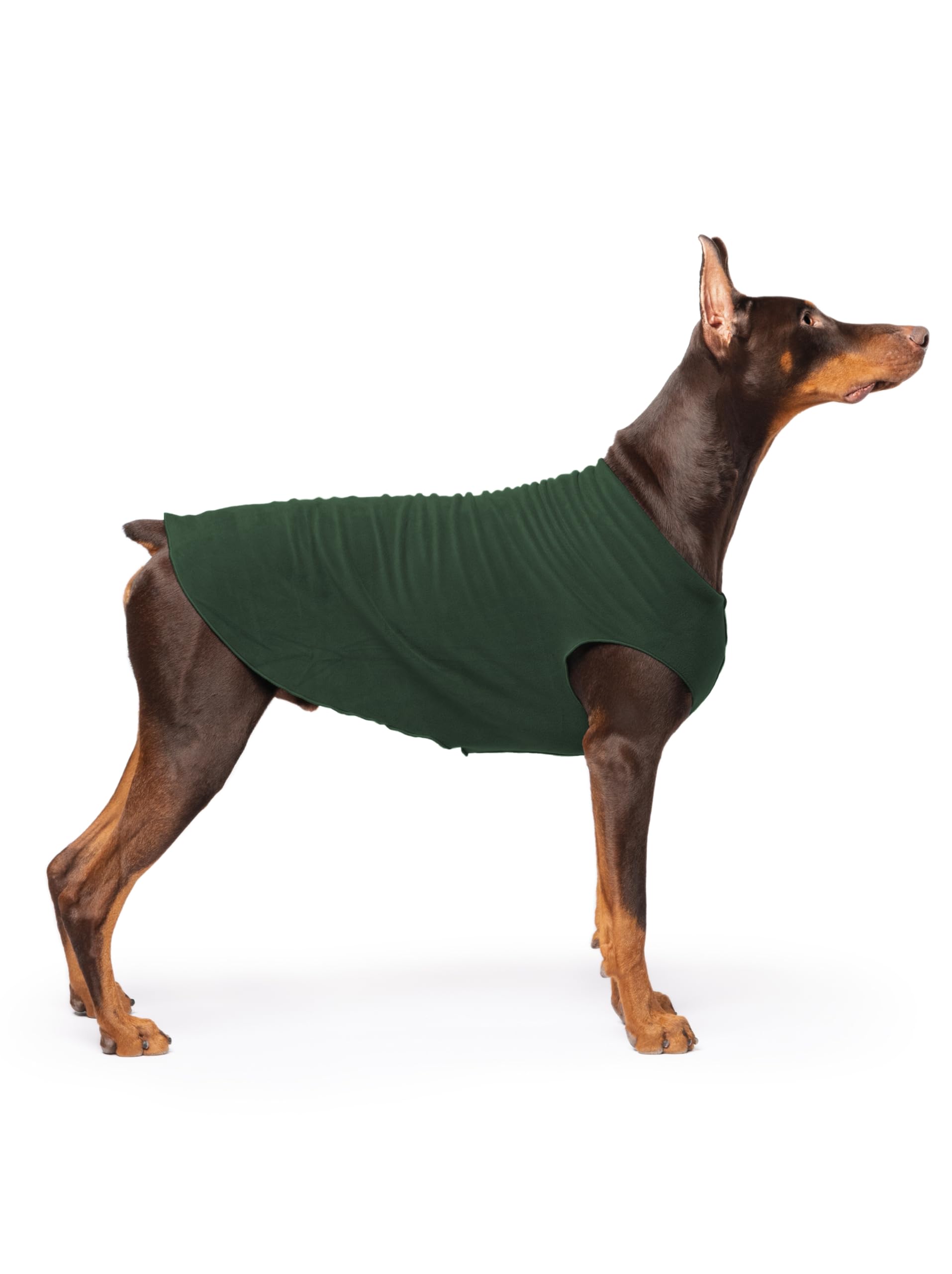 Gold Paw Stretch Fleece Dog Coat, Stretchy Pet Sweater, Machine Washable Pullover For Winter And Fall, Hunter Green, 24