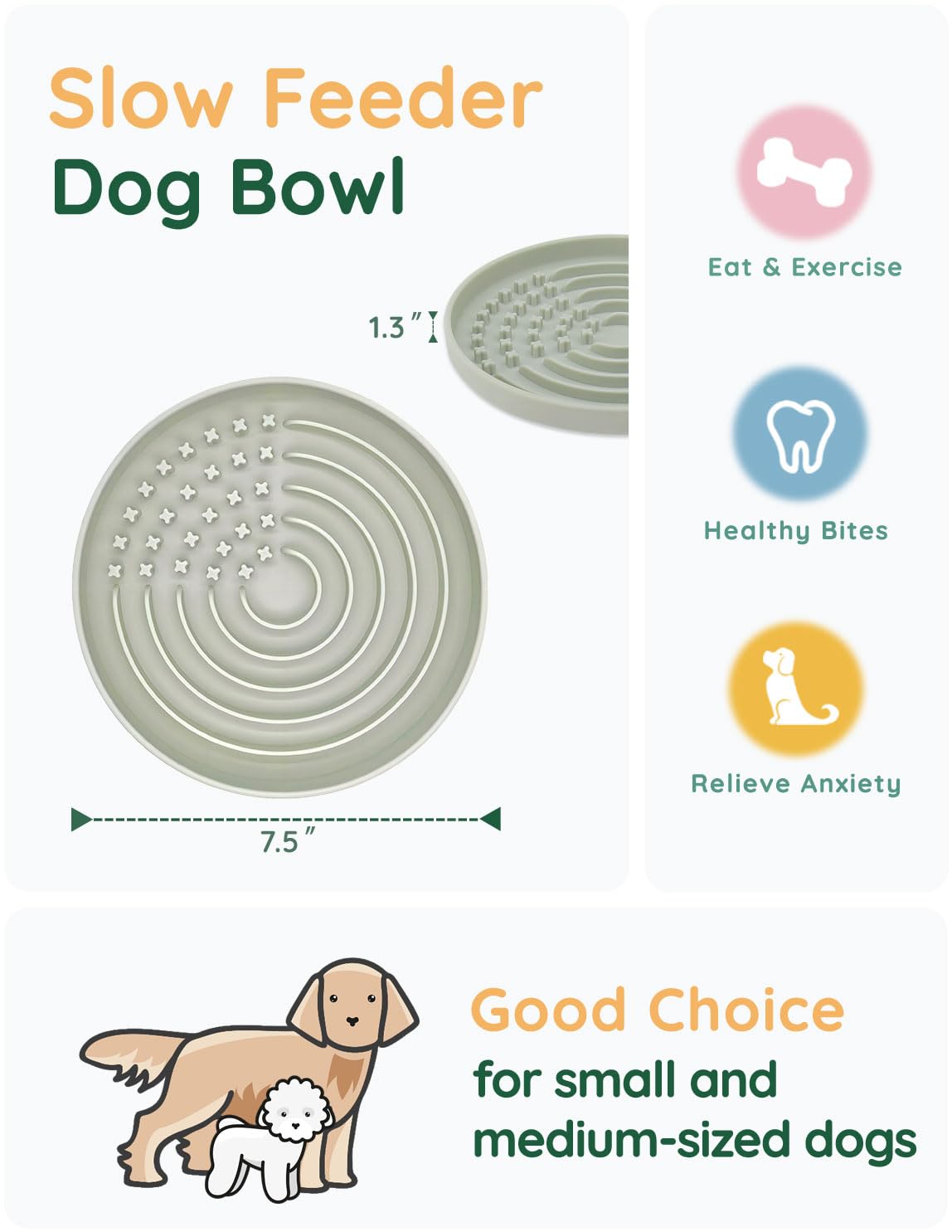Evenco Slow Feeder Dog Bowls, Slowdown Bowl - Puzzle Silicone Dog Feeding Bowls With Suction Cups, Innovative Lick Mat Design Fo