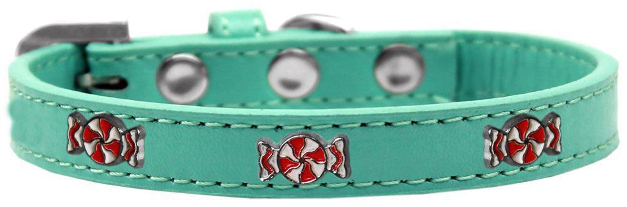 Dog, Puppy & Pet Widget Fashion Collar, &quot;Peppermint&quot; Aqua 12