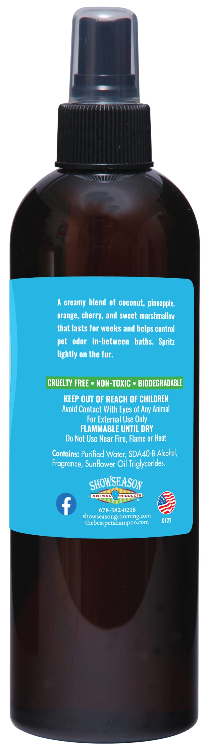 Showseason Bath & Brush Therapies Ambrosia Pet Cologne 12.5 Oz For Dogs | Long-Lasting Odor Eliminator | Paraben-Free | Biodegra