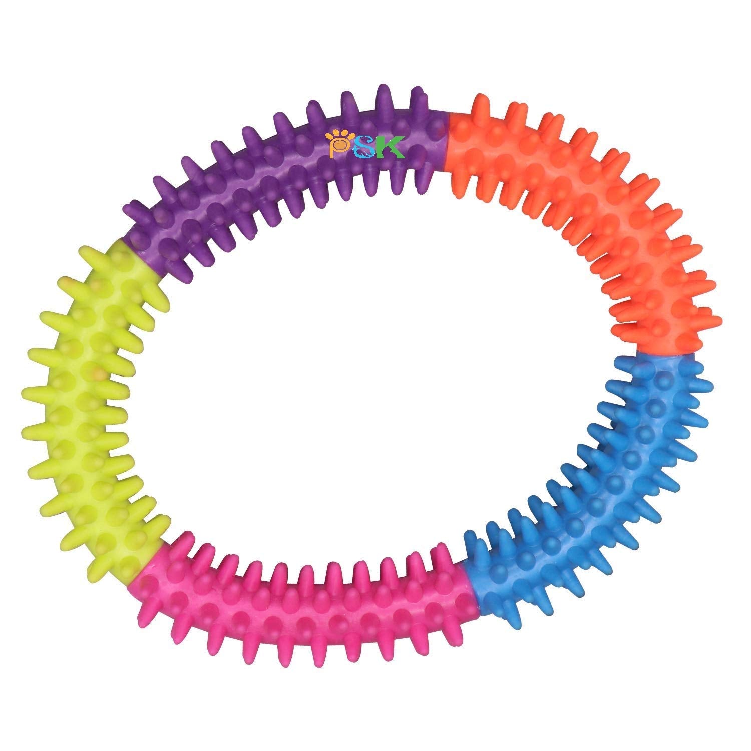 Psk Pet Mart Rubber Spike Ring Toy For Puppy And Small Dogs, Chew/Fetch Plaything For Pet Training & Teething (Multicolor)