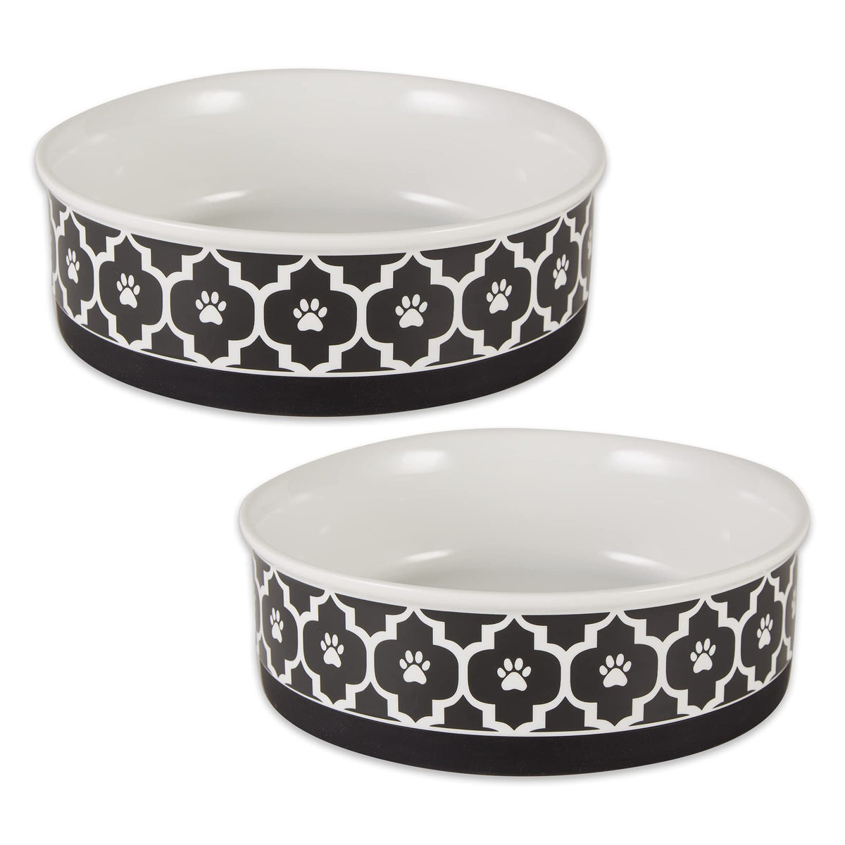 Bone Dry Lattice Collection Pet Bowl & Canister, Large Set, 7.5x2.4 inches, Black, 2 Piece