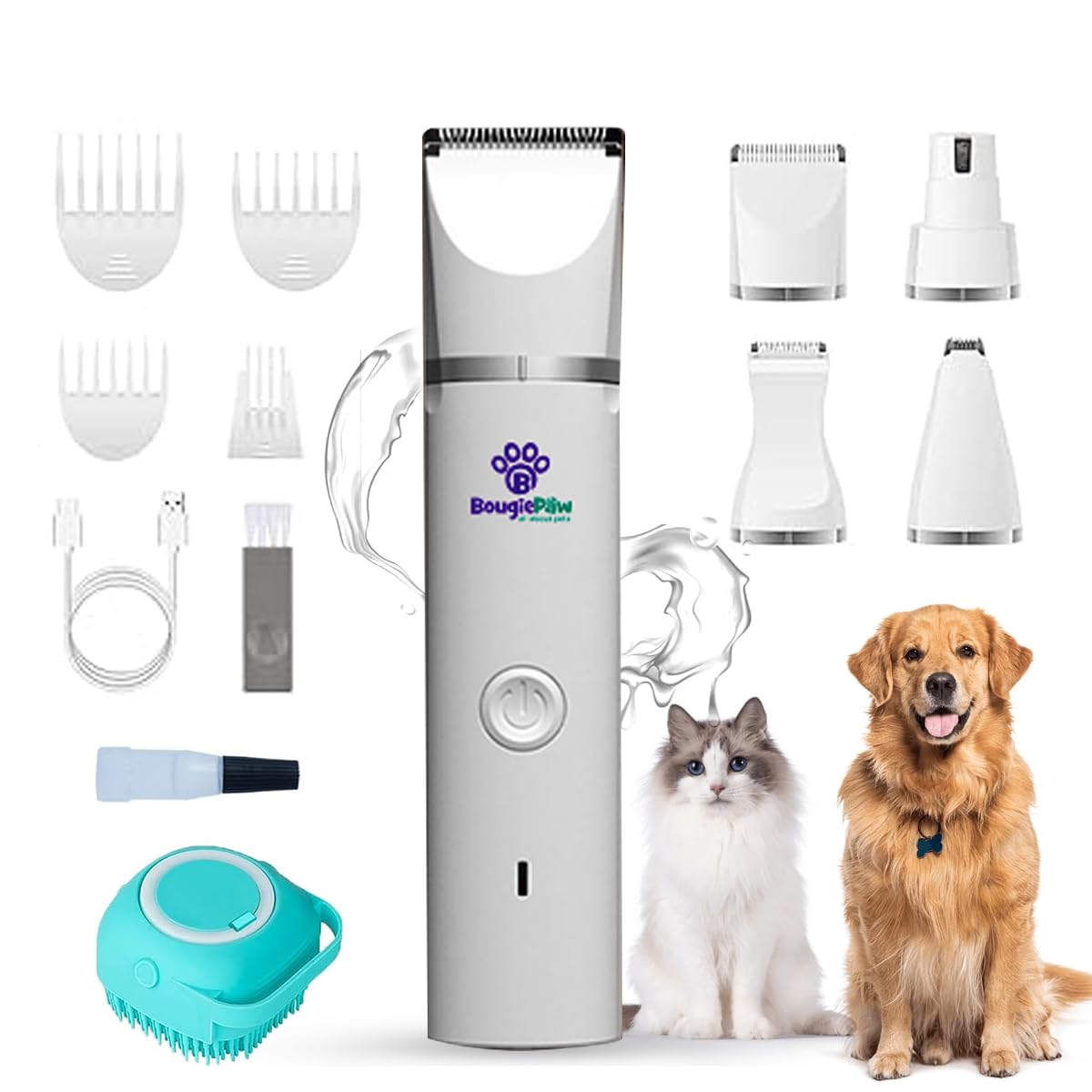 Bougiepaw Dog Paw Trimmer Kit 4 In 1 - Rechargeable Low Noise Cat & Dog Hair Trimmer For Paw, Ear, Face & Body | Cordless Dog Cl
