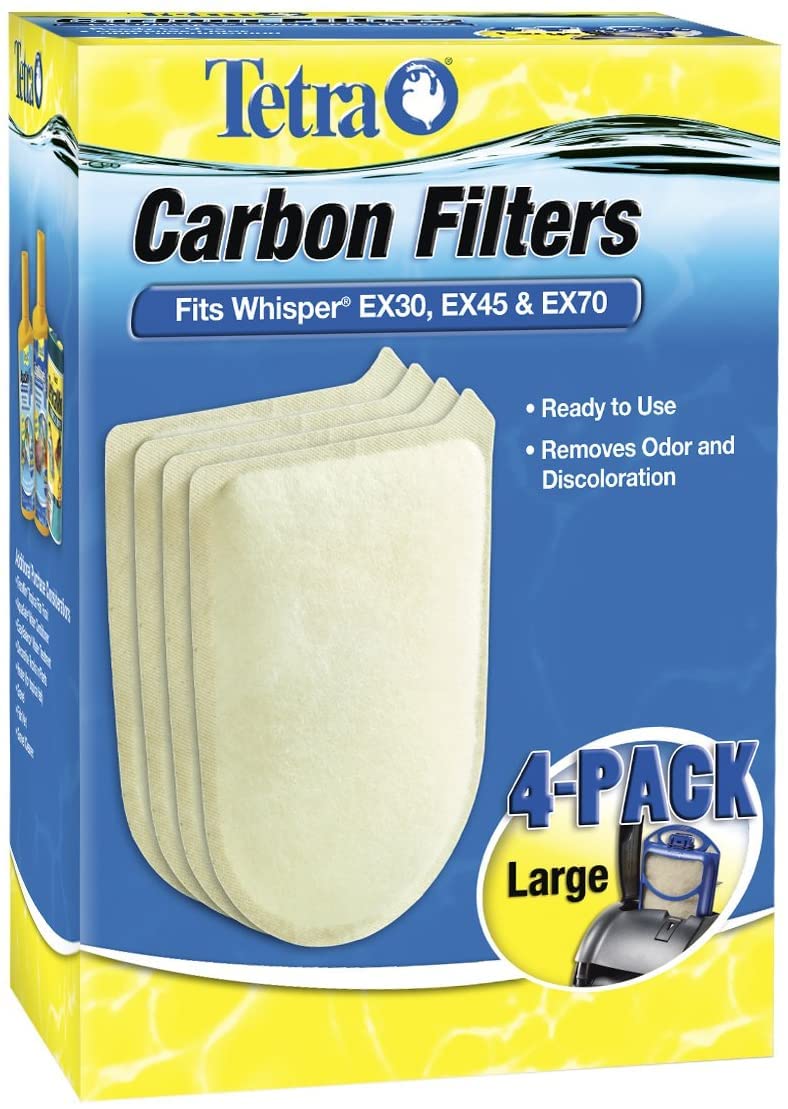 Tetra Carbon Filters for Aquariums, Fits Whisper EX Filters, Cleans Aquarium Water, 4 Count