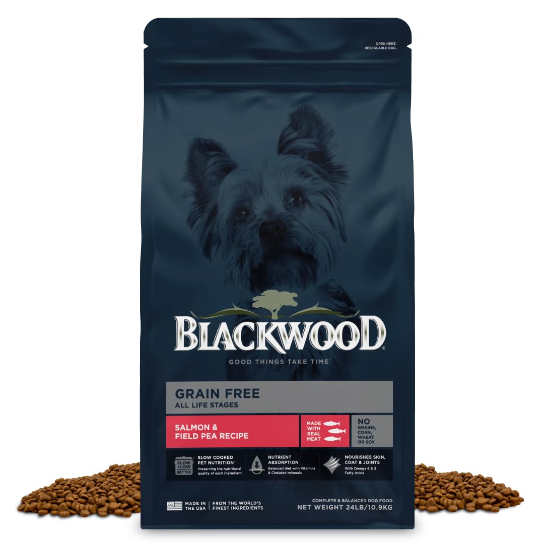 Blackwood Grain Free Dry Dog Food, Salmon & Field Pea Recipe, 24 Pound Bag for All Life Stages, Slow Cooked with Vitamins & Mine