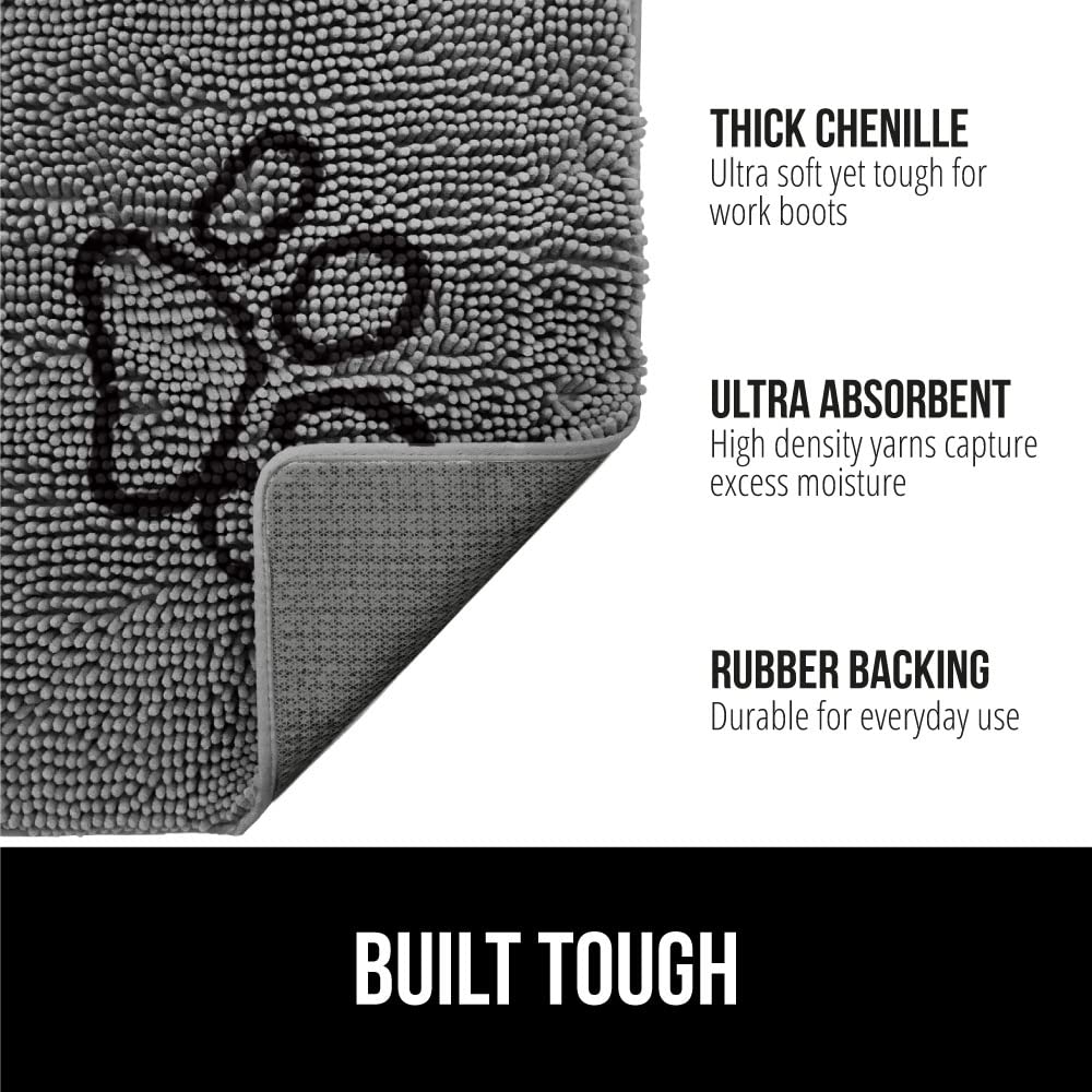 GORILLA GRIP Ultra Absorbent Grippy Doormat for Muddy Dog Paws, 30x20 Machine Washable Soakstopper Rugs Cleaner Floors, Bed Mat