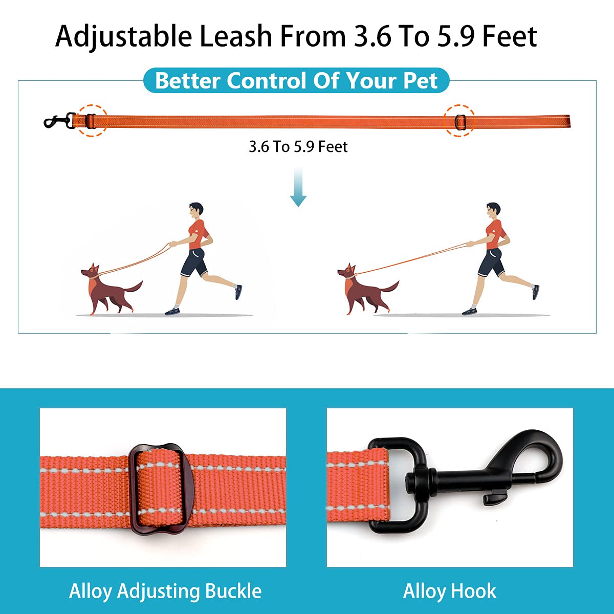Reflective Dog Collar And Leash Set With Safety Locking Buckle Nylon Pet Collars Adjustable For Small Medium Large Dogs 3 Sizes(Orange&L)