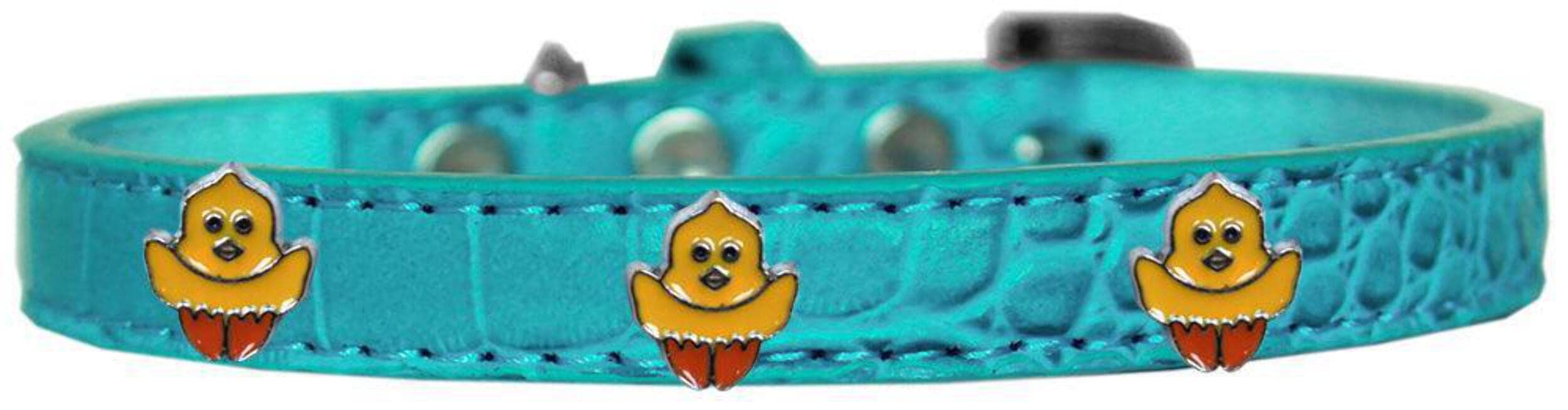 Mirage Pet Products Chickadee Widget Croc Dog Collar Turquoise Size 16