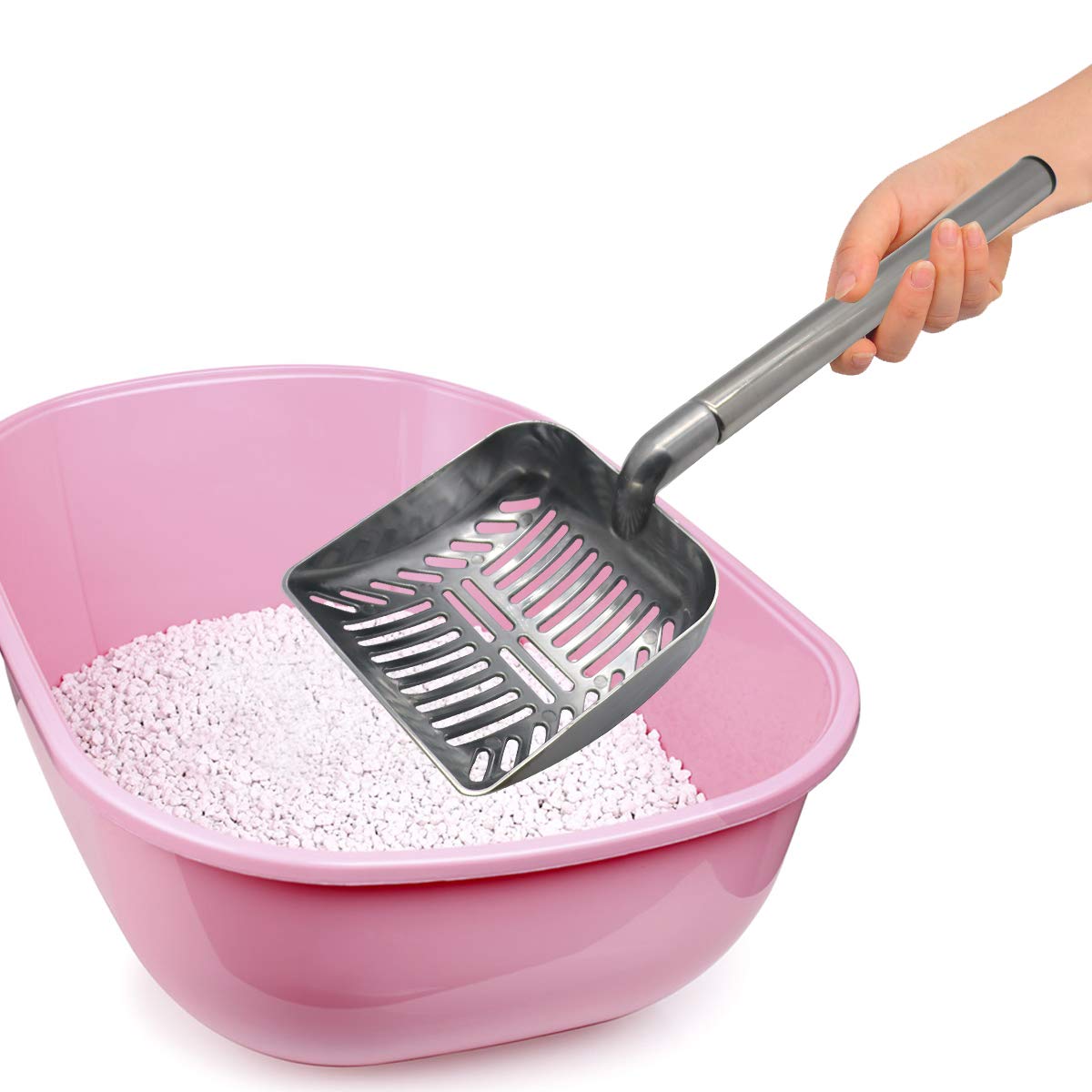 Toypopor Stainless Steel Cat Litter Scoop 23 Inches Telescoping Litter Scoop With Long Handle Perfect Scooper For Cats And Dogs