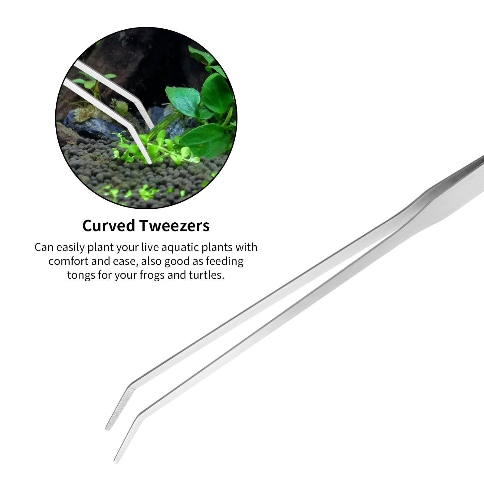 Ohtomber Aquascape Tools Kit - 4PCS Stainless Steel Aquarium Scissors, Tweezers, Tongs, Algae Scraper - Silver