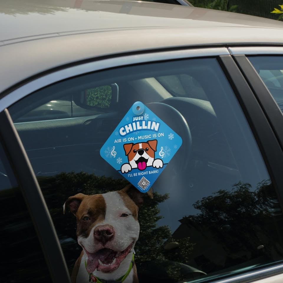 Stay Safe With 'Just Chillin' Car Sign - Visible Pet Safety Alert For Responsible Dog Owners - A Must Have Auto Accessory For Do