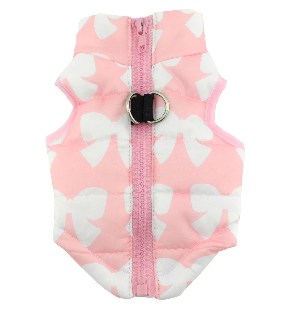 Smalllee_Lucky_Store New Various Pet Cat Dog Soft Padded Vest Harness Small Dog Clothes Pink Bow Xs, Model: Bfl049-Pink-Xs