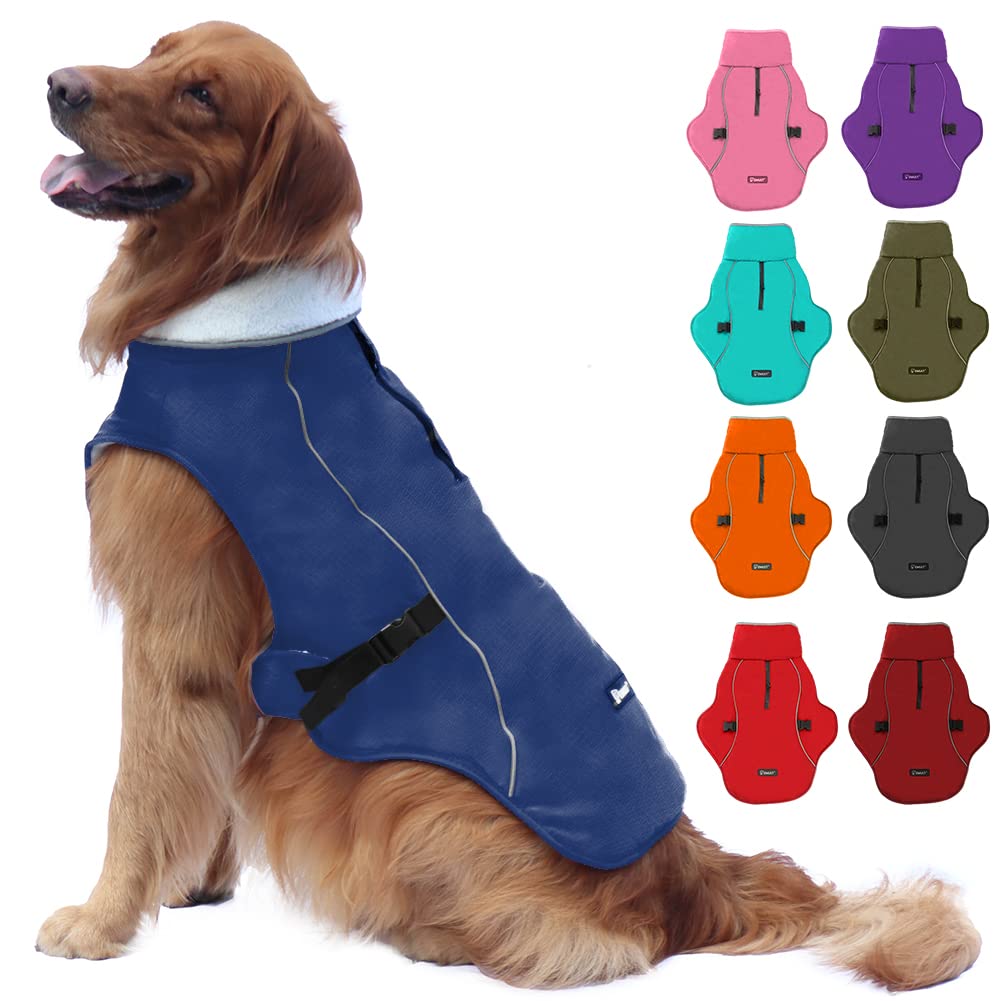 Emust Dog Jacket Winter, Cozy Windproof Dog Jacket For Cold Weather, Solid Color Dog Vests For Winter For Medium Dogs, Blue M