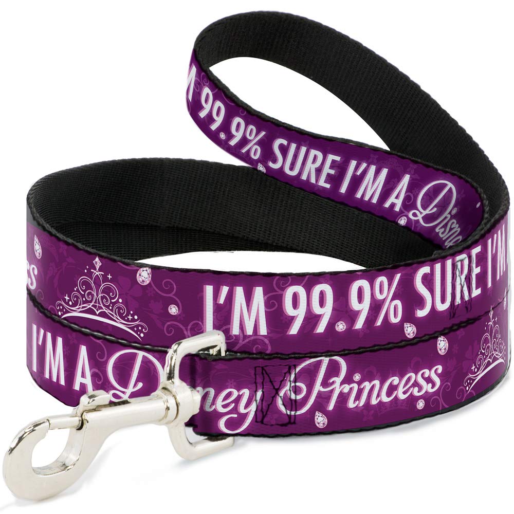 Buckle-Down Pet Leash - I'M 99.9% Sure I'M A Disney Princess Pinks/White - 4 Feet Long - 1/2' Wide