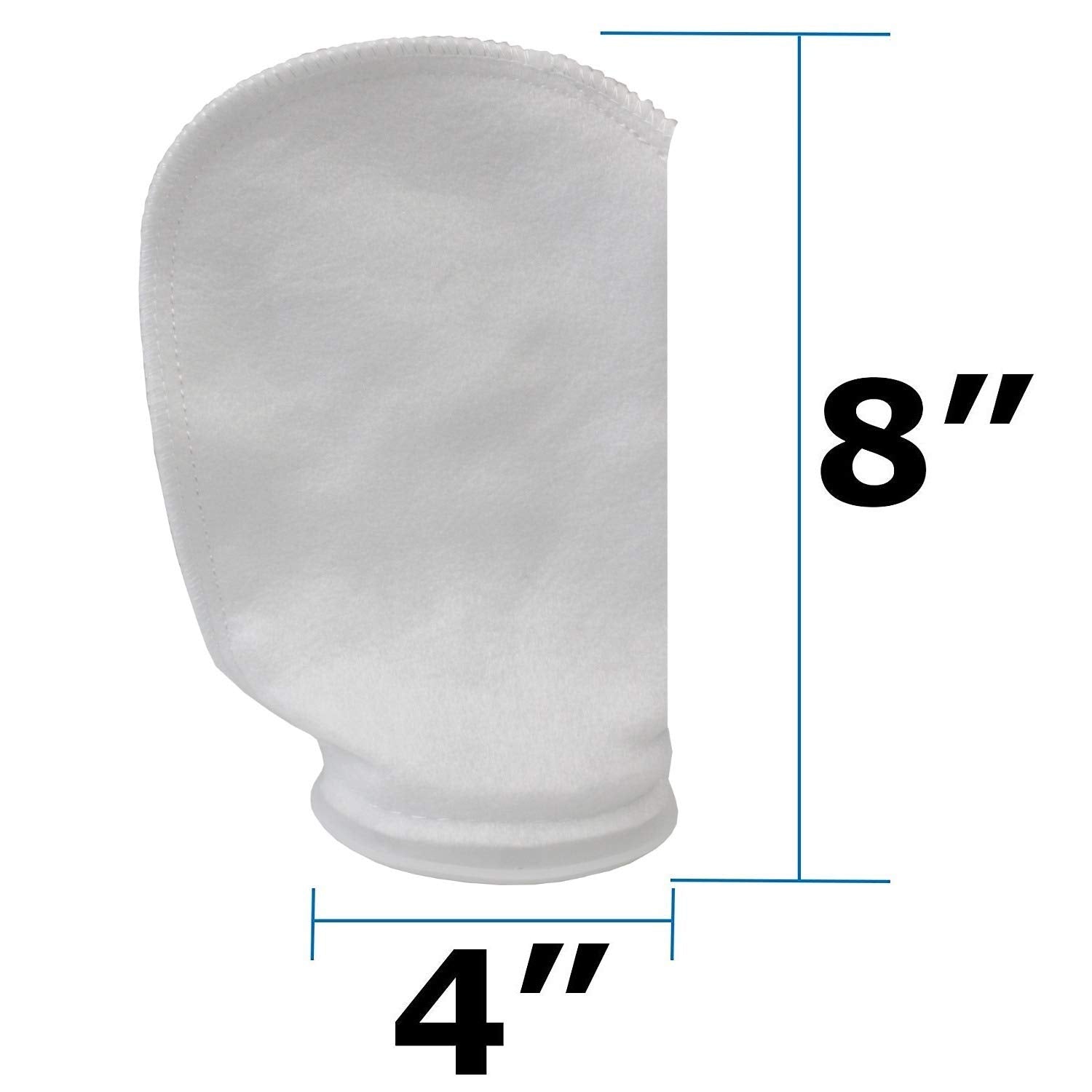Blue Donuts Filter Sock 200 Micron, 4 Inch Ring By 8 Inch Long, Aquarium Filter Sock, Saltwater Filter Socks, Pack Of 8, White