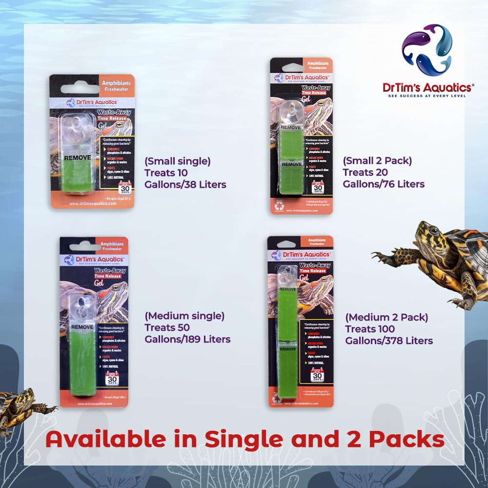 DrTim's Aquatics Freshwater Waste-Away Time Release Leave-in Gel-Natural Cleaner for Turtle Aquariums - Solution for Dissolving