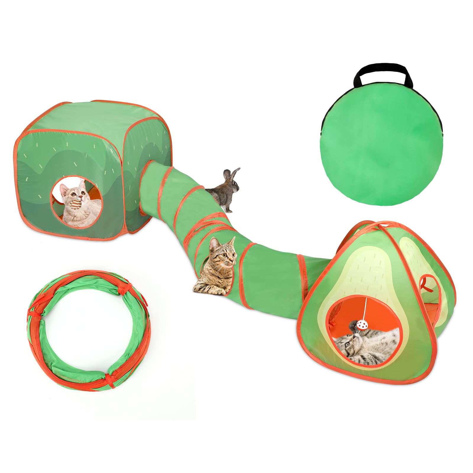 Rypet Cat Tunnels For Indoor Cats With Cube Tent, Interactive Collapsible Cat Tube And Foldable Cubes Playground For Hiding Hunt