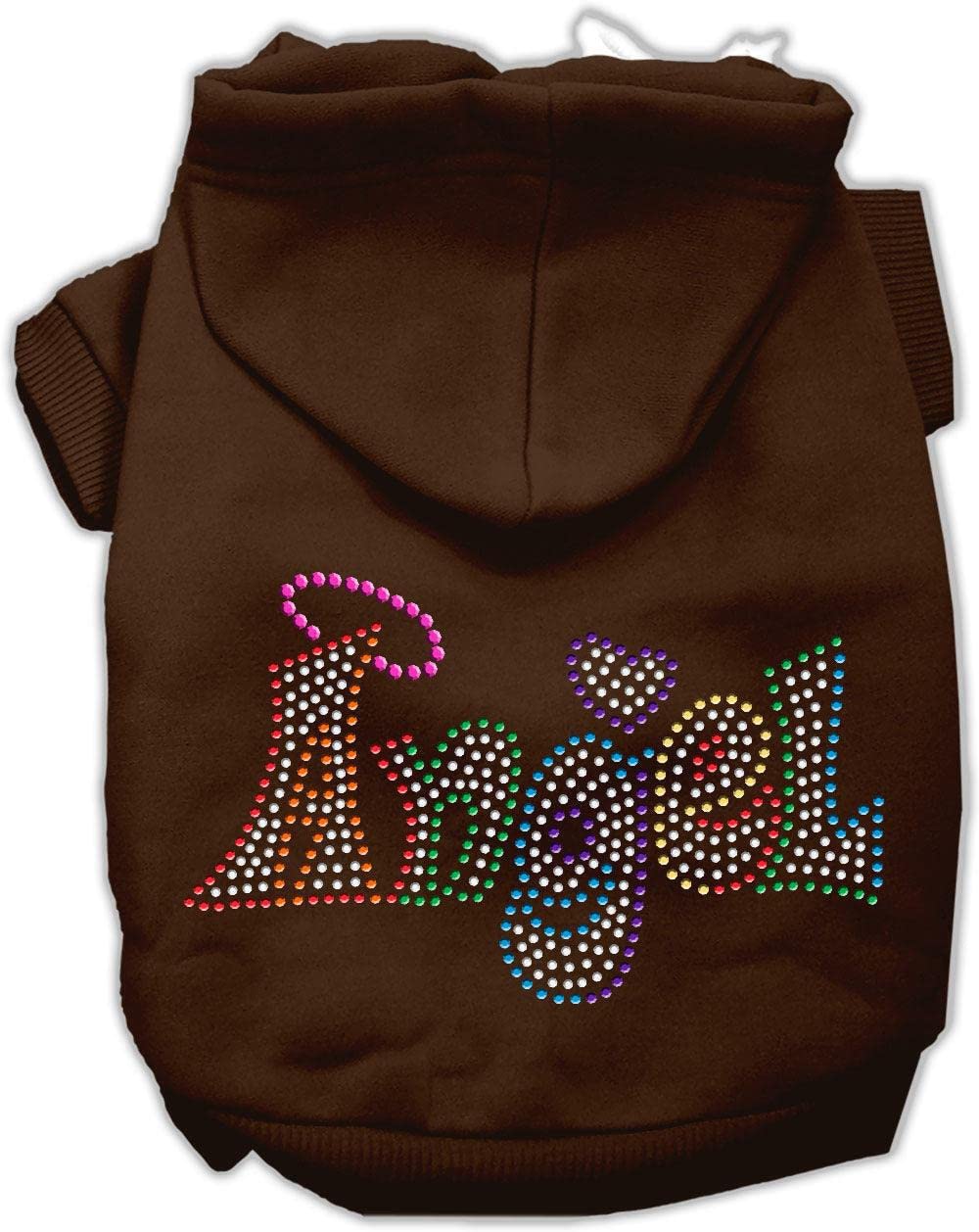 Pet, Dog & Cat Hoodie Rhinestone, 'Technicolor Angel' Brown Xl (14-20 Lbs.)