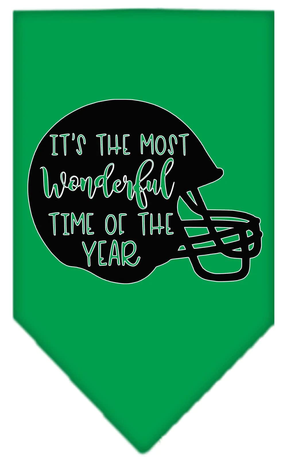 Pet and Dog Bandana Screen Printed, "It's The Most Wonderful Time Of The Year (Football)" Bright Pink Large