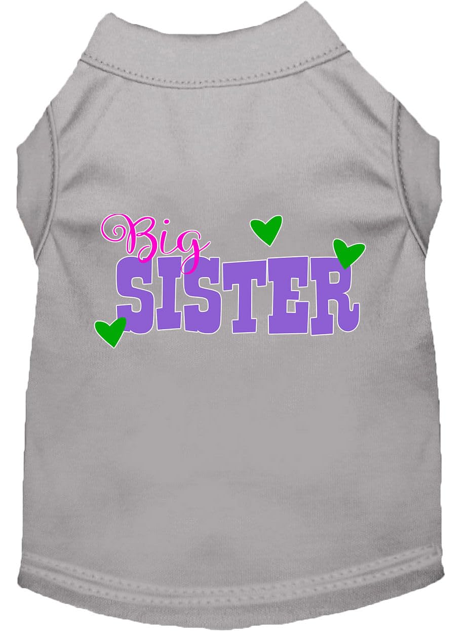 Pet Dog & Cat Shirt Screen Printed, &quot;Big Sister&quot; Gray MD (6-10 lbs.)