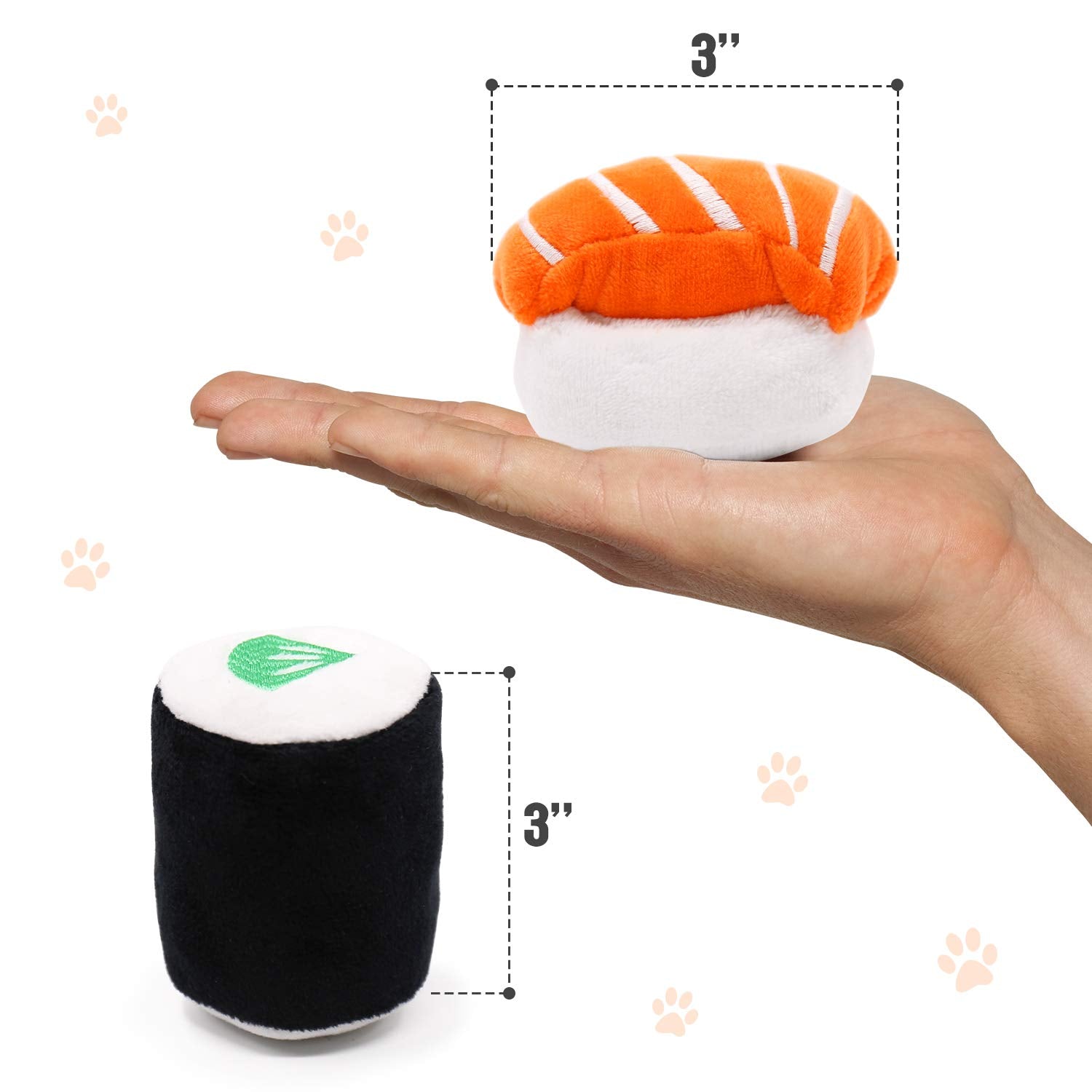 CiyvoLyeen 6 Pack Sushi Cat Toys with Catnip Sushi Roll Pillow Kitten Chew Bite Supplies Boredom Relief Fluffy Kitty Teeth Clean