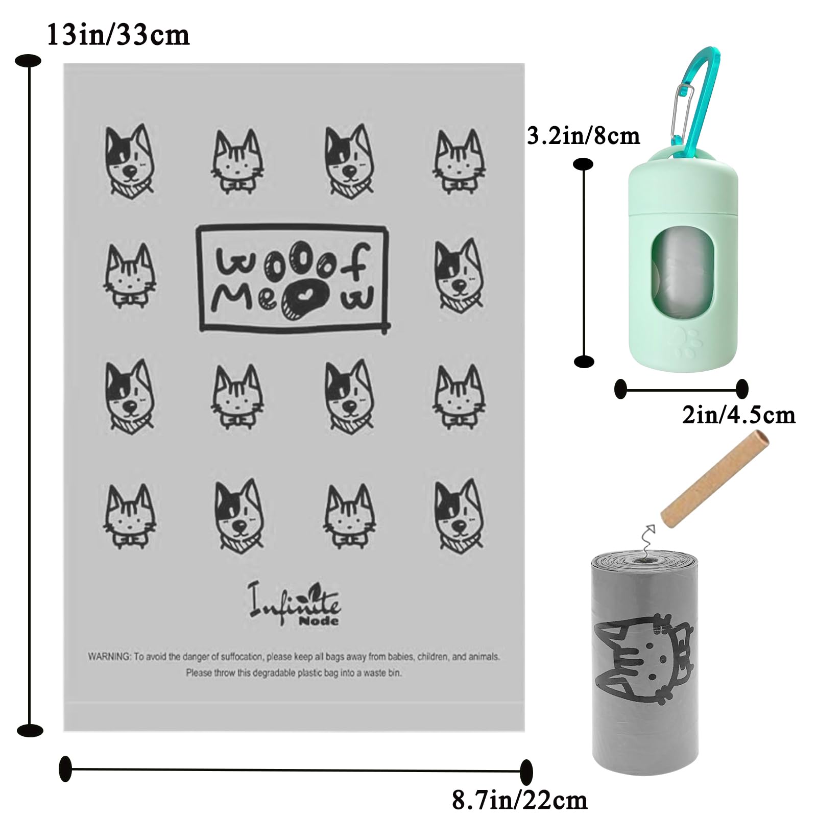 Dog Poop Bag Dispenser For Leash With Snap Clip, Skin-Friendly Texture Waste Bag Holder For Dog Walks And Cats, Pets Litter Bag