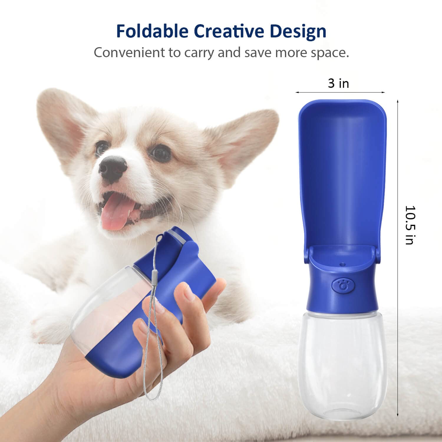 WePet Foldable Portable Dog Water Bottle Puppy Water Dispenser with Drinking Feeder, 12 OZ, High-Temperature Resistant Leak Proo