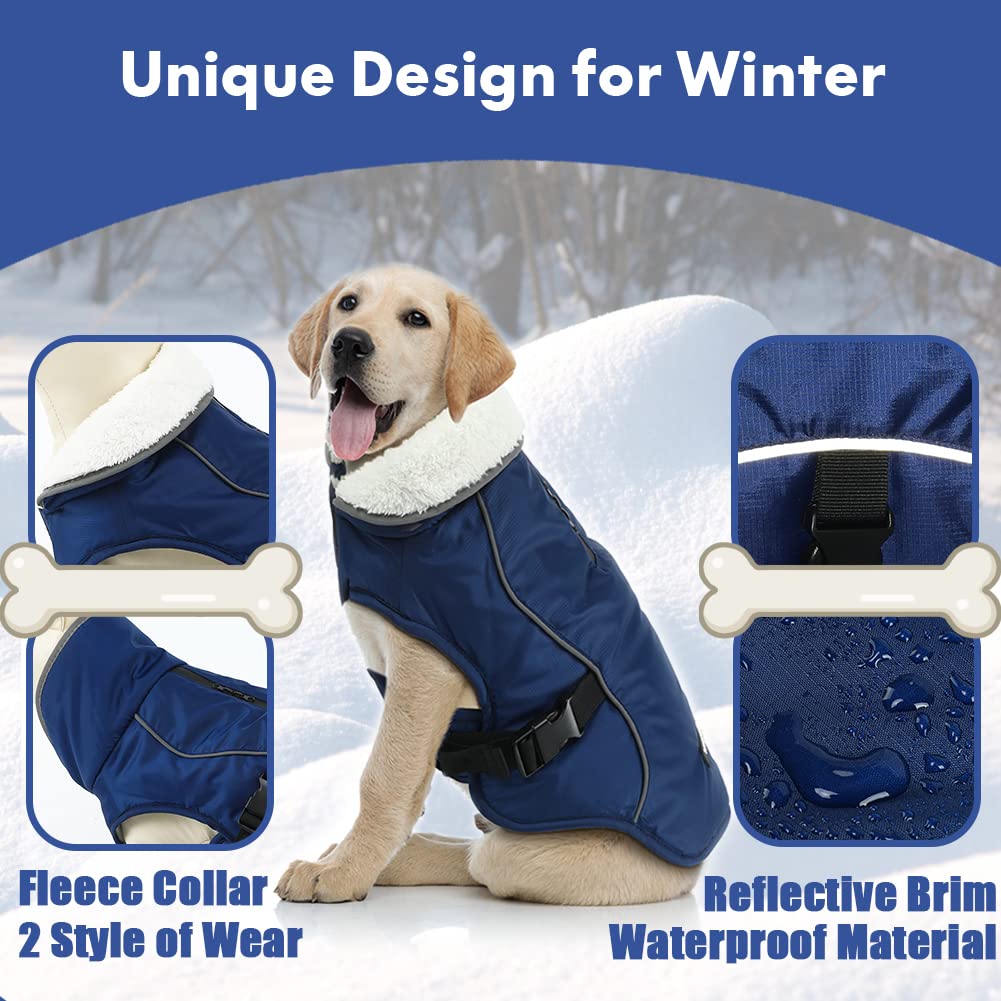 Emust Dog Jacket Winter, Cozy Windproof Dog Jacket For Cold Weather, Solid Color Dog Vests For Winter For Medium Dogs, Blue M