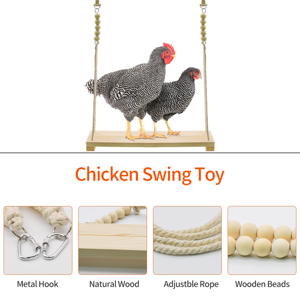 Chicken Swing Toy, Chicken Toy, Wood Chicken Swing Toy, Wood Chicken Swing For Chickens Rooster Poultry Parrots (1Pcs)