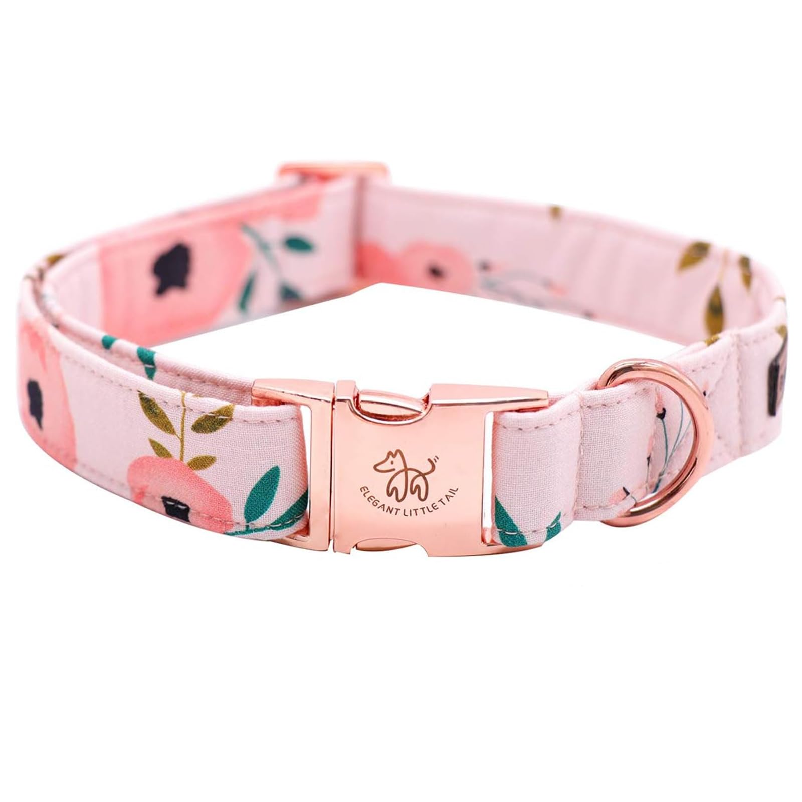 Elegant Little Tail Dog Collar, Pink Floral Girl Pet Collar Durable Cute Dog Collars Summer Female Pet Gift Adjustable Dog Colla
