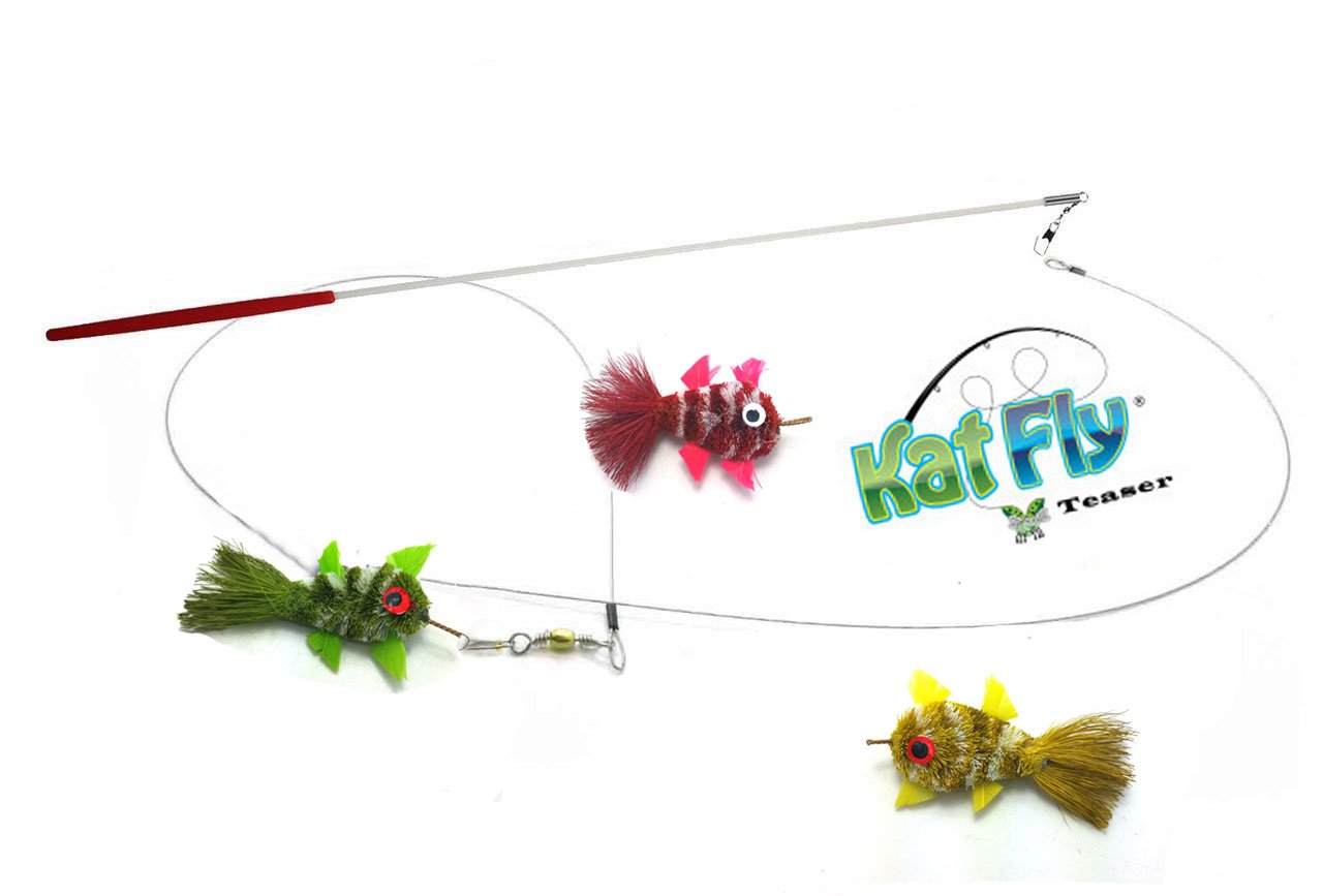 Katfly Teaser Wand Kit - 3 Mini Clownfish (Kit 2) Cat Teaser Wand