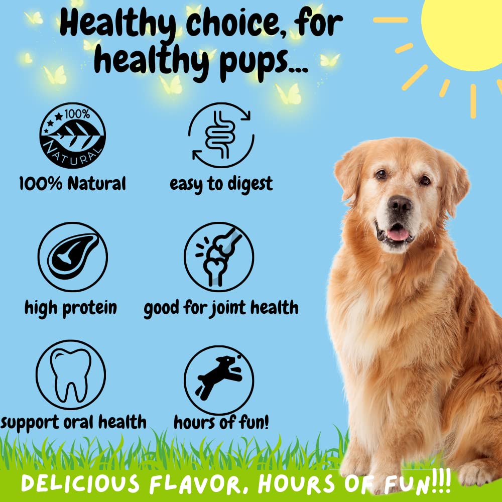 BULLYSTICKS & MORE Beef Cheek Rolls for Dogs - 10-12" Bully Bites Dusted, 3 Count - Premium No Hide Chews, White and Brown