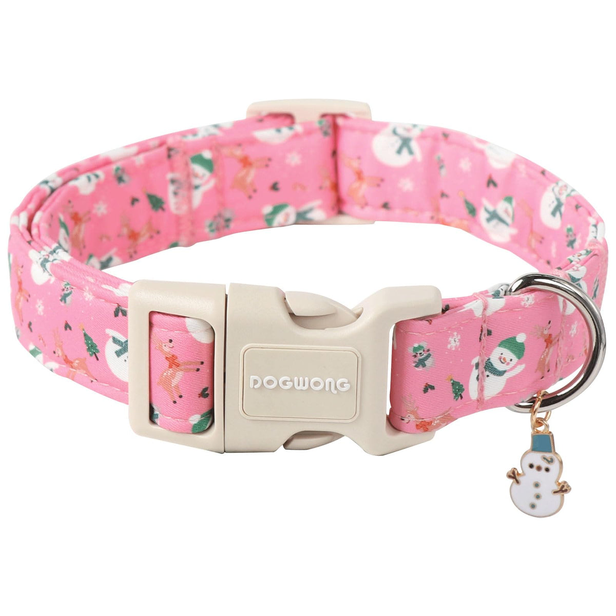 Dogwong Snowman Dog Collar- Cute Designer Christmas Blue Dog Collars Adjustable Deer Dog Collar For Small Medium Large Dogs L