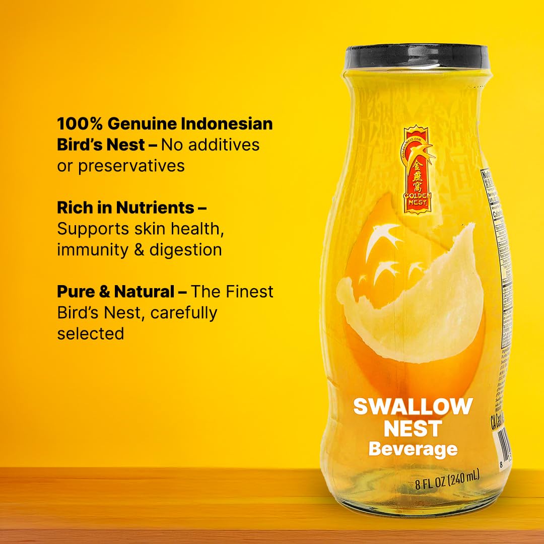 Golden Nest Premium Bird Nest Drink, Swallow Bird Nest 100% Natural - Made In Usa, (??) 12 Bottles X 240 Ml (8Oz) (Original)