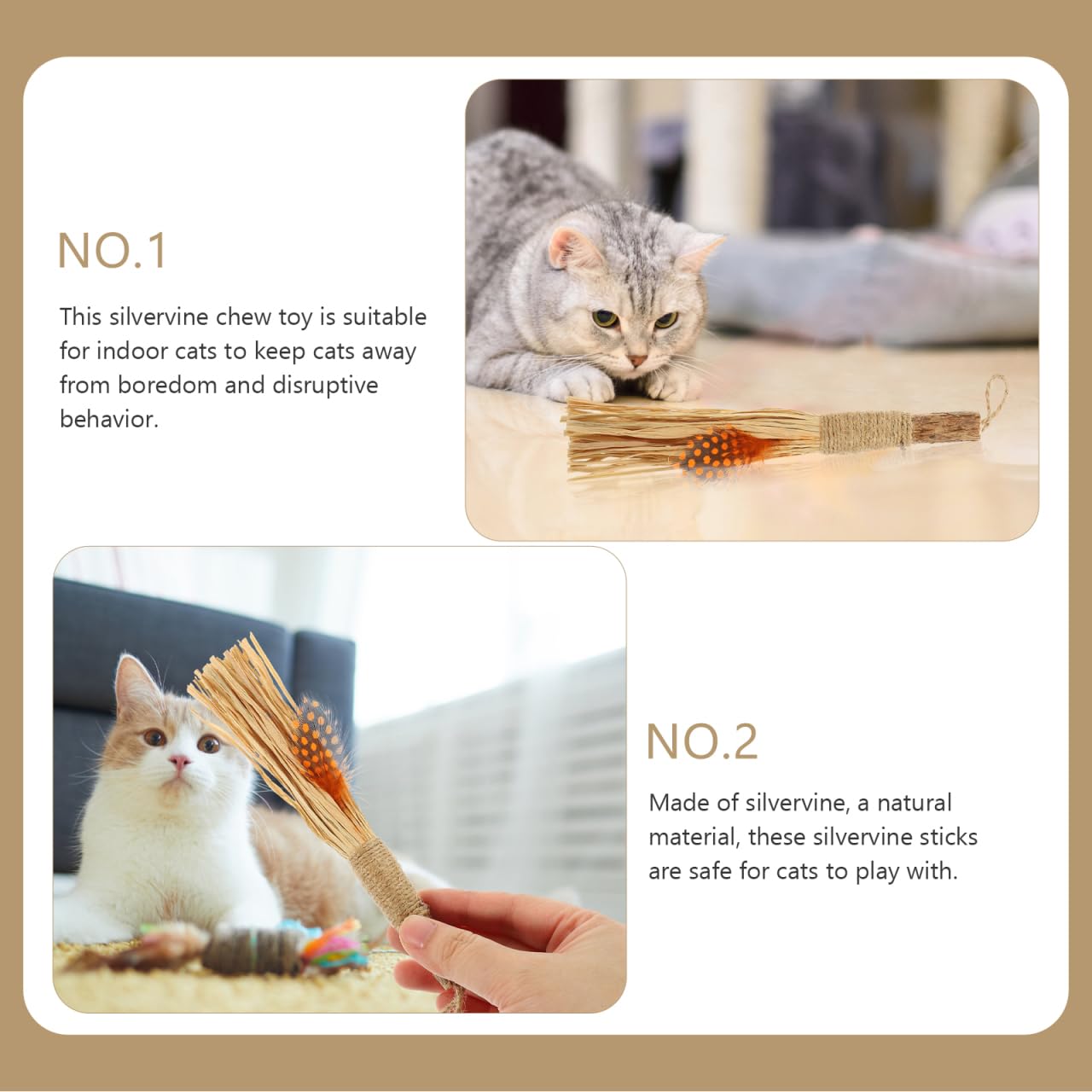 balacoo Silvervine Sticks for Cats: 4pcs Natural Chew Toys for Cats Kitten Chew Toys Teething 2 Types Kittens Teeth Cleaning Cat