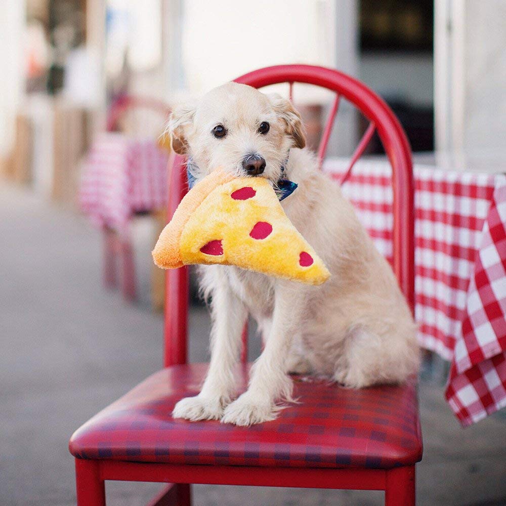 ZippyPaws Squeakie Emojiz Pizza Slice Dog Toy - Plush, 7x7x2 inches, Yellow/Red, Model ZP279
