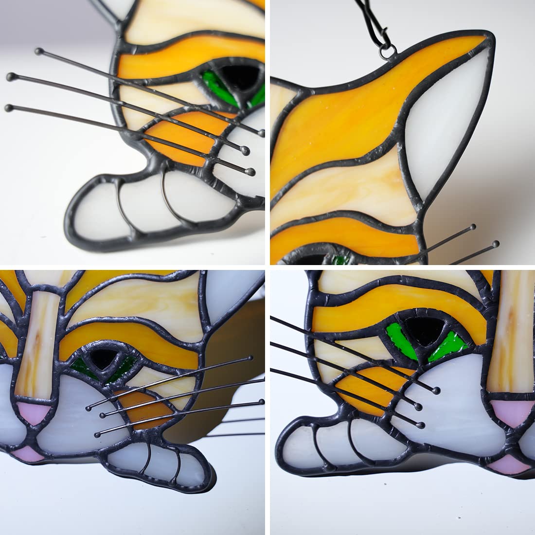 Boxcasa Cat Memorial Gifts Stained Glass Window Hangings,Orange Cat Decor Suncatcher Pet Cat Loss Sympathy Gift For Women Mom,Ca