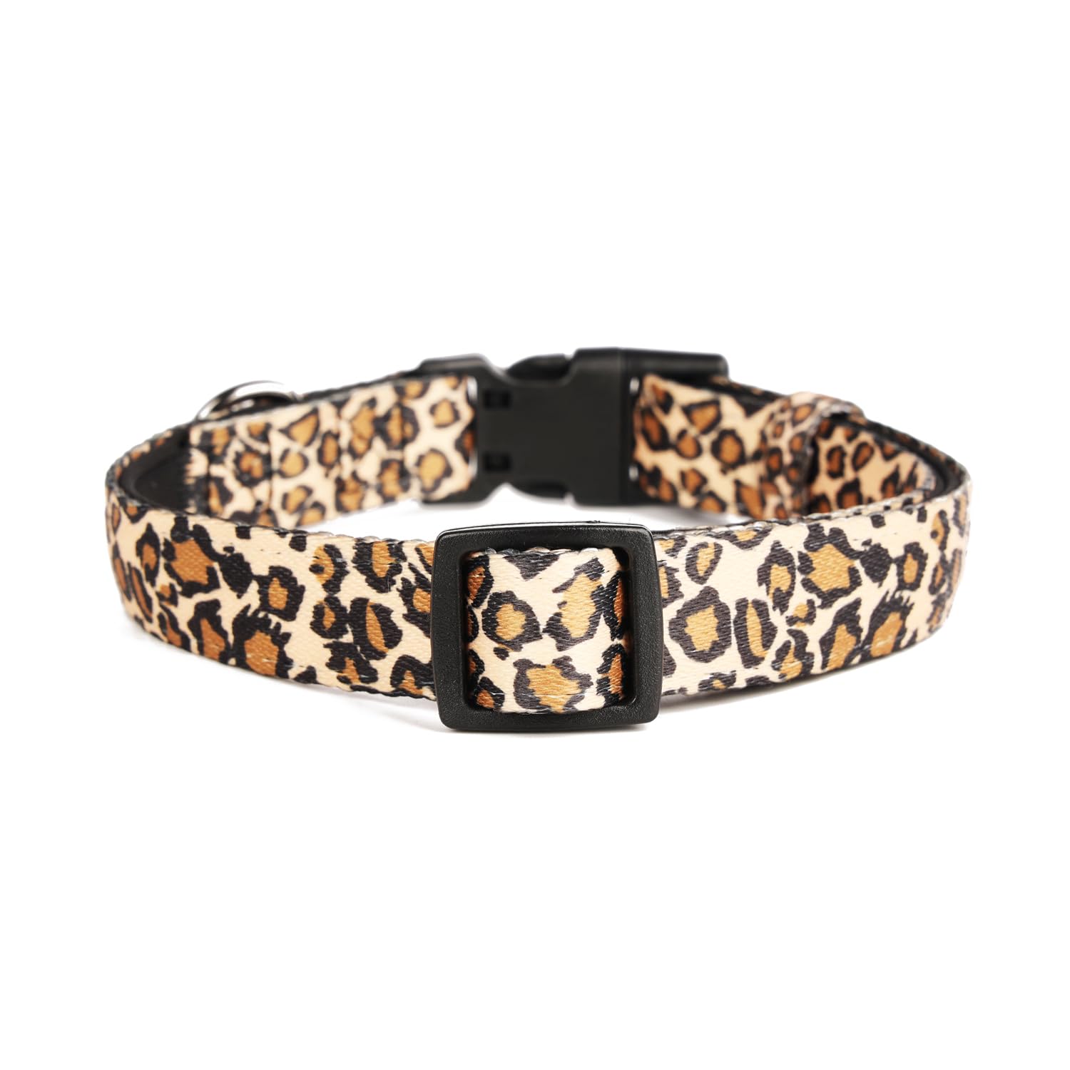 Olahibi Neoprene Padded Dog Collar, Soft And Comfortable, Leopard Pattern, For Medium Dogs.(Medium, Brown Leopard)