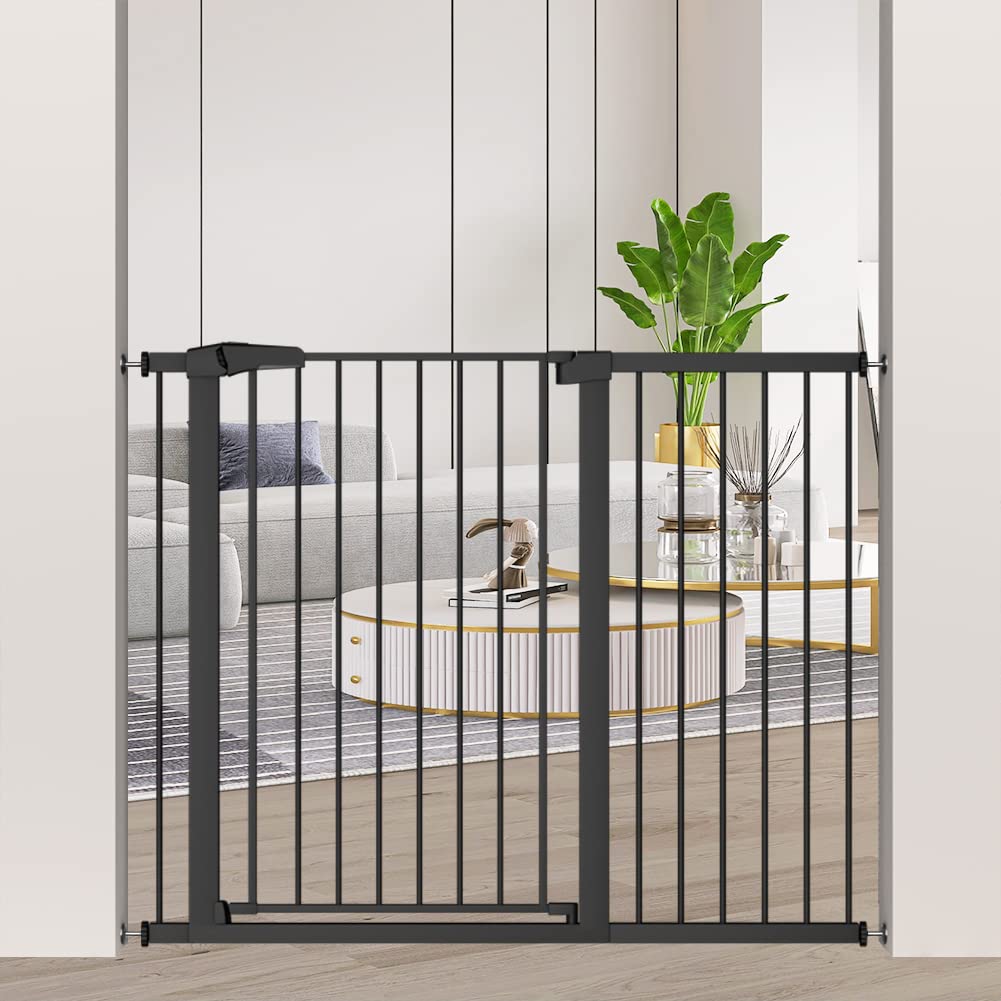 38.5' Extra Tall Pet Gate Pressure Mounted - Walk Through Baby Gates With Door For The House Stairs Doorways - Puppy Doggy Dog Gates Fence Child Safety Gate 43.31'-46.06' Wide