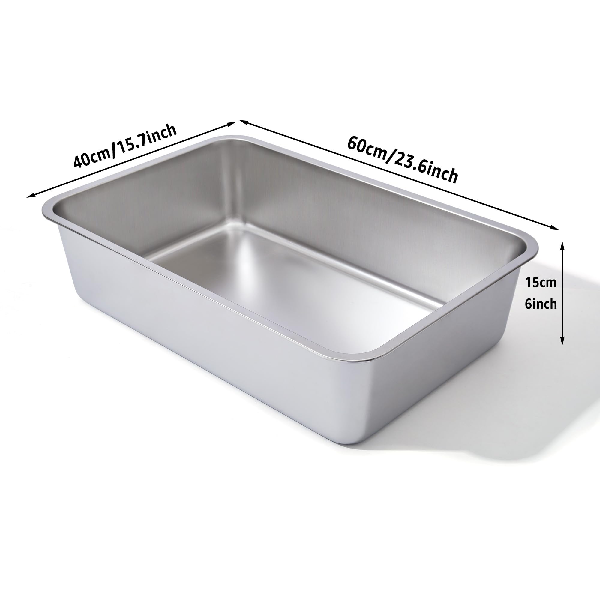 Futam Stainless Steel Litter Box 2 Pack, 23.6X15.7''X6'' Deep Stainless Steel Cat Litter Box Extra Large, Xl Metal Litterbox For