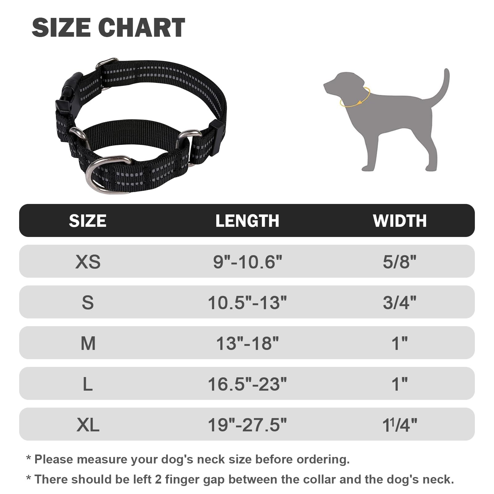 Hikiko Martingale Collar For Dogs Reflective Nylon Dog Collar With Quick Release Buckle Adjustable Training No Slip Dog Collars