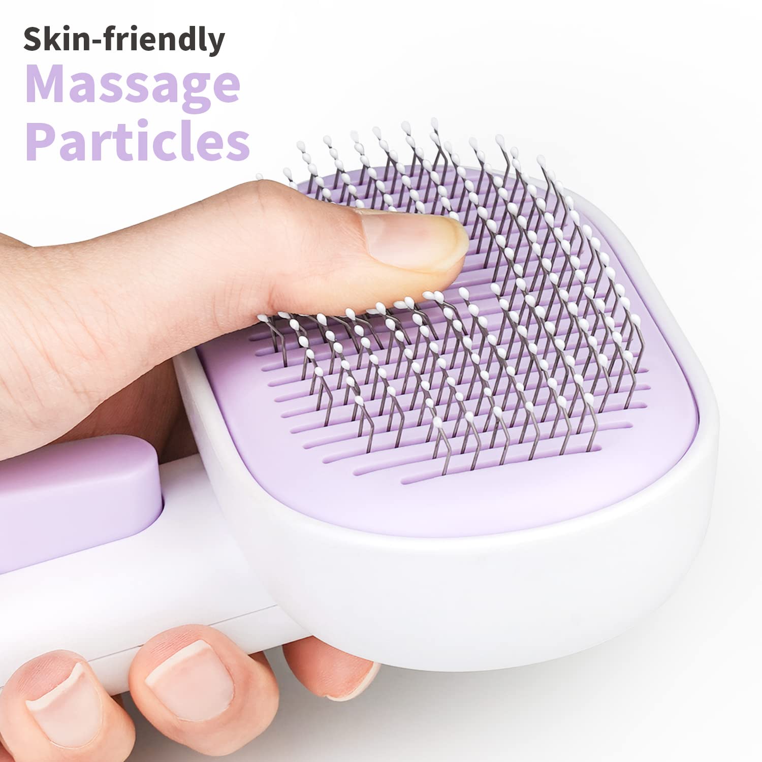 Aumuca Cat Brush With Release Button, Cat Brushes For Indoor Cats Shedding, Cat Brush For Long Or Short Haired Cats, Cat Grooming Brush Cat Comb For Kitten Rabbit Massage Removes Loose Fur Purple