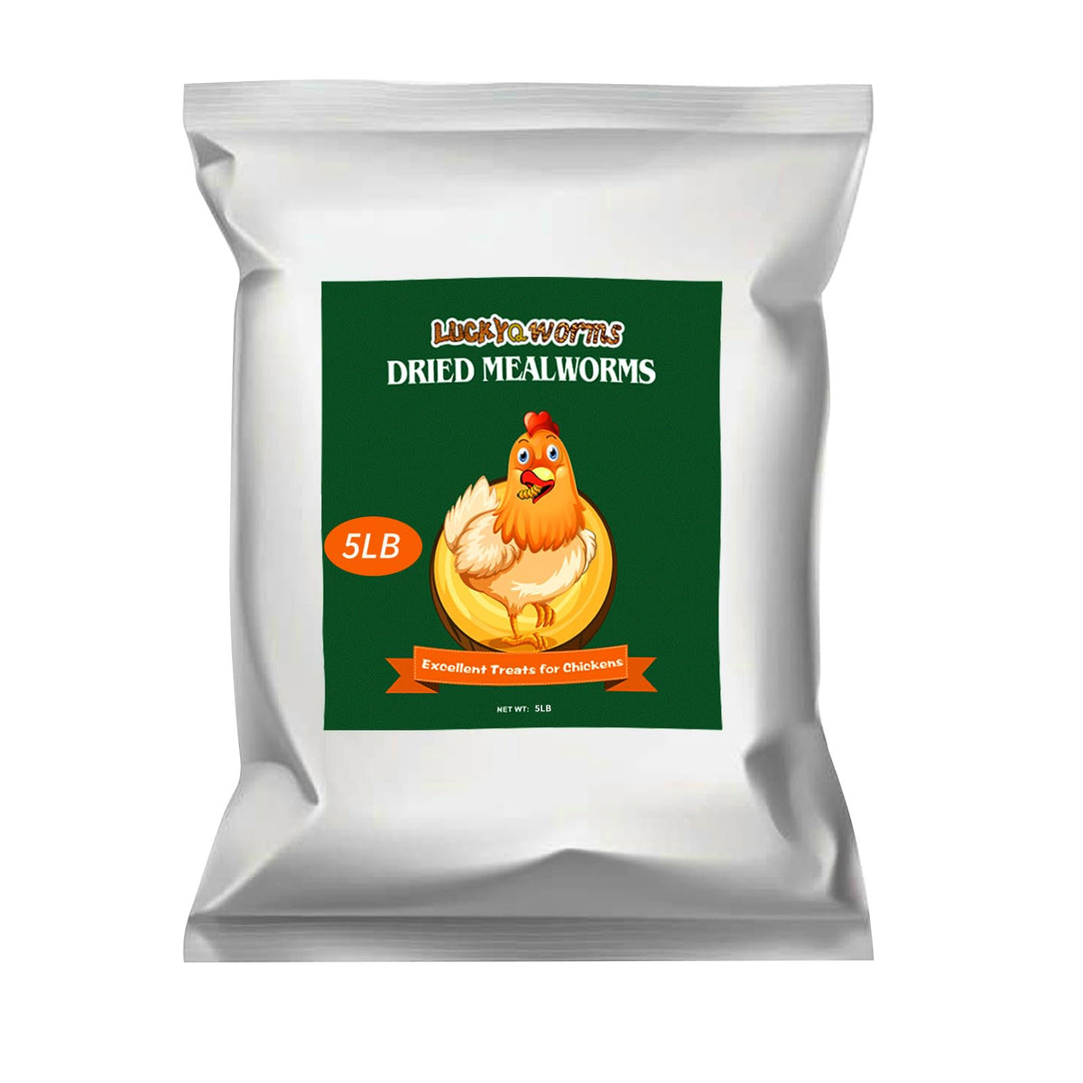 LuckyQworms Dried Mealworms 5Lbs, High-Protein Bulk Mealworms, 100% Non-GMO Mealworm Treats for Birds, Chickens, Turtles, Fish, 