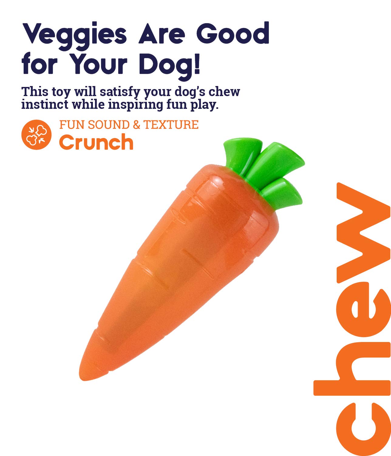 Petstages Crunch Veggies Carrot Dog Chew Toy, Large