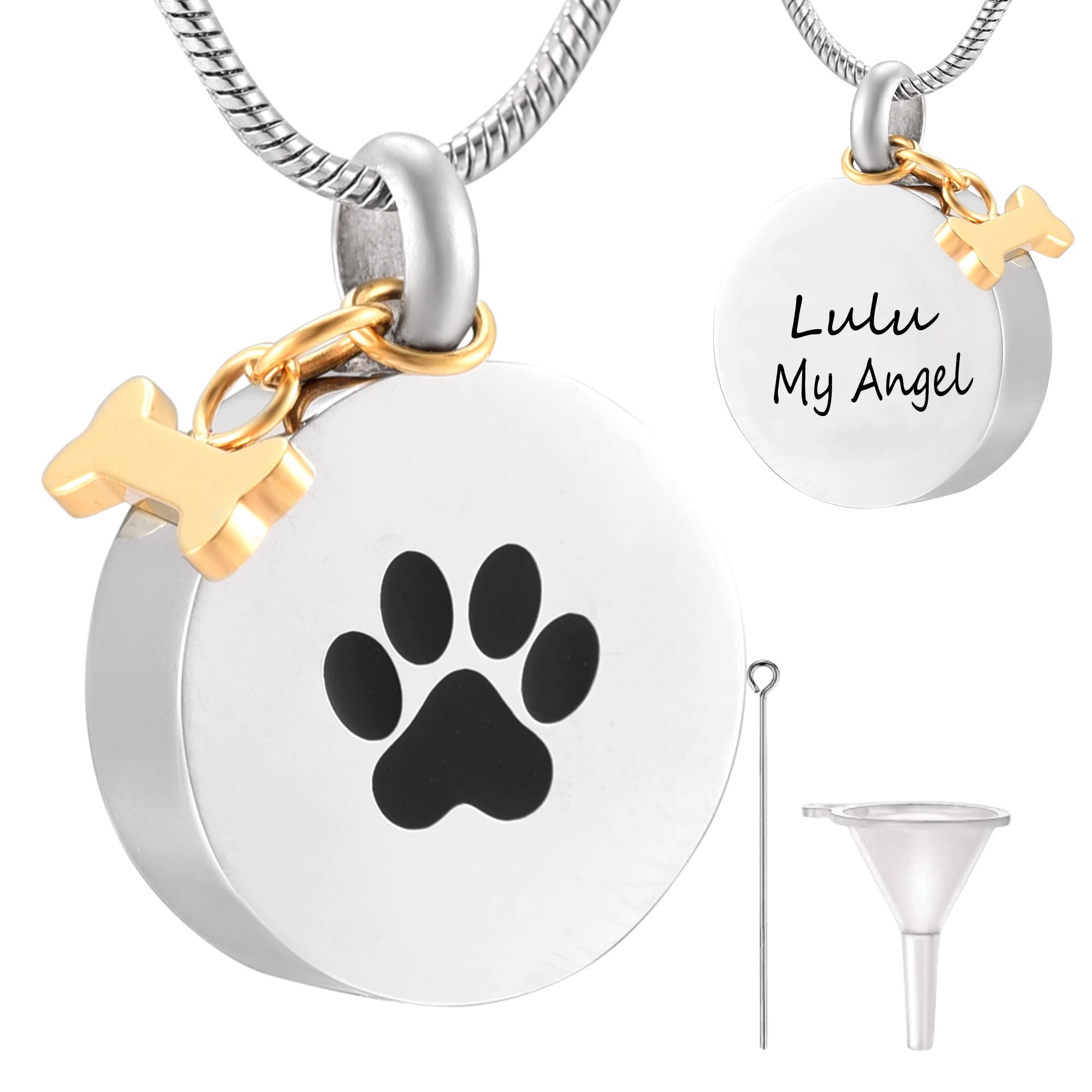 Ashes Necklace For Men Or Women Custom Dog Cremation Jewelry - Urns For Ashes Personalized Dog Urn Necklace For Pet Memorial - P